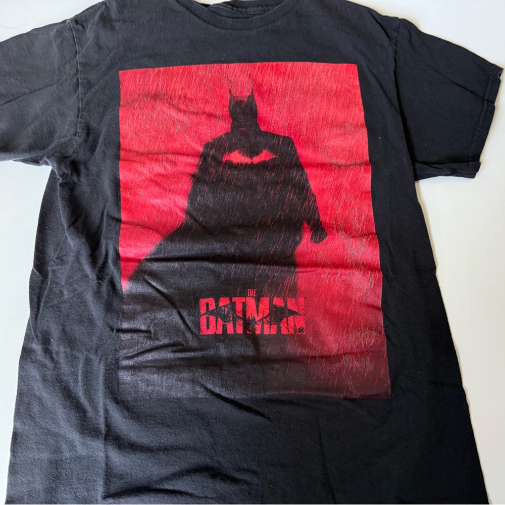 DC’s Black T-Shirt with Red The Batman 2022 Poster Graphic